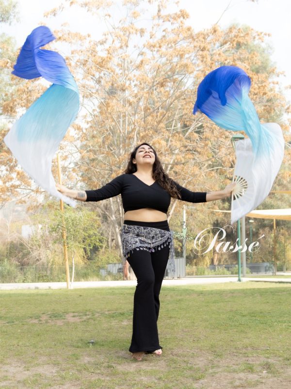 Abanico Degrade blanco, celeste, azul (Producto con detalle en tela) - Imagen 2