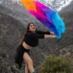 Velo degradé naranjo, rosa, morado, azul y celeste