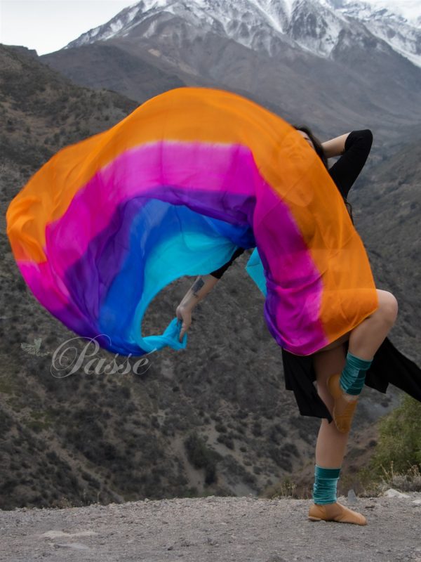 Velo degradé naranjo, rosa, morado, azul y celeste - Imagen 2