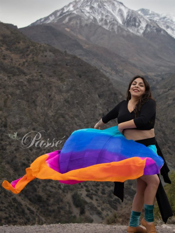 Velo degradé naranjo, rosa, morado, azul y celeste - Imagen 3