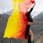 Velo degradé amarillo, naranjo y rojo