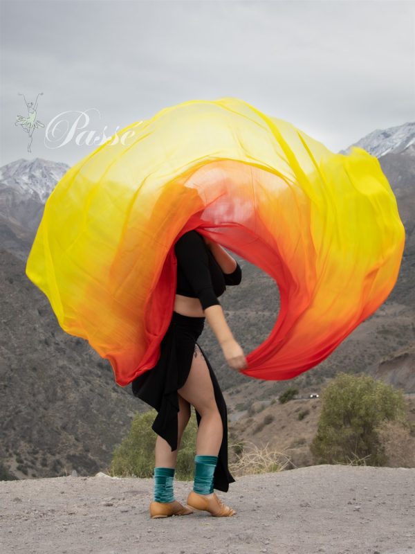 Velo degradé amarillo, naranjo y rojo - Imagen 3