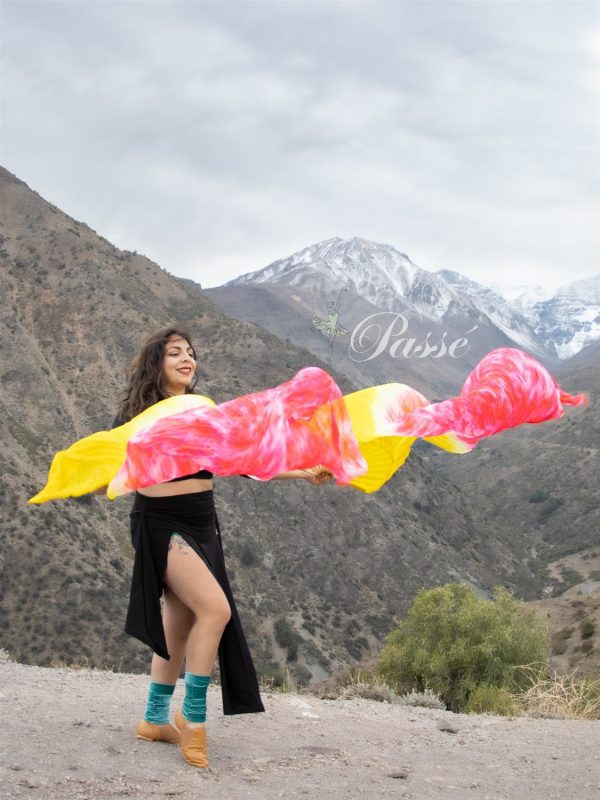 Abanico Tie-Dye degradé amarillo a coral - Imagen 2